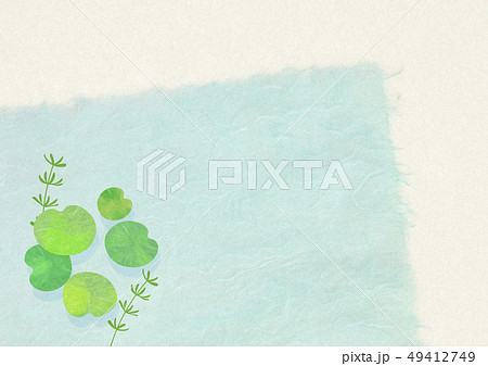 和紙 日本画 暑中見舞い 清涼感 水草のイラスト素材