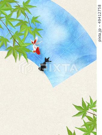 和紙-日本画-金魚-暑中見舞い-清涼感-水-扇 和紙-日本画-金魚-暑中見舞い-清涼感-水-扇 49412758