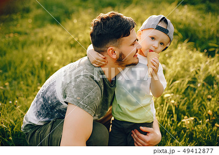 Father with son in a park 49412877