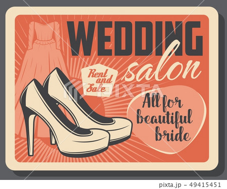 Wedding salon, bride dress and high heel shoes 49415451