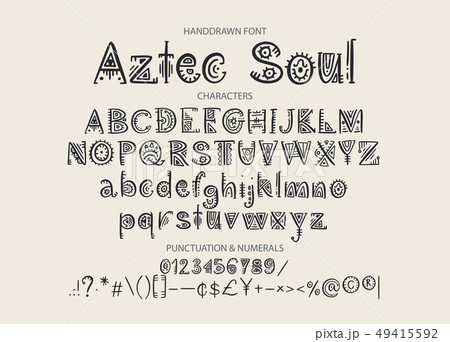 Tribal Aztec Alphabet Vector のイラスト素材