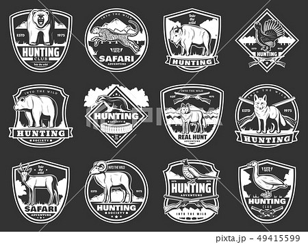 Animals hunting club, hunt open season icons Animals hunting club, hunt open season icons 49415599