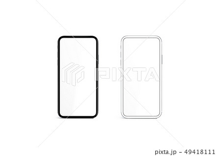Blank white screen in black and silver phone frame Blank white screen in black and silver phone frame 49418111