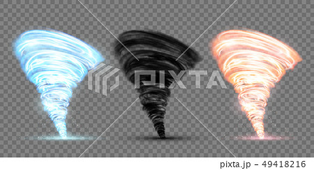 Set of black, blue and red tornado. Rotating 49418216