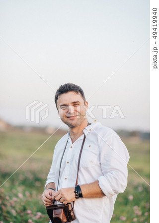 Love story of beautiful young couple at nature 49419940