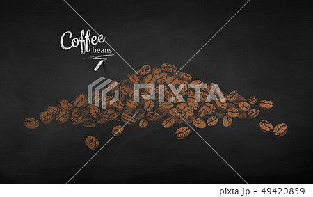 Vector chalk drawn sketch of pile of coffee beans 49420859