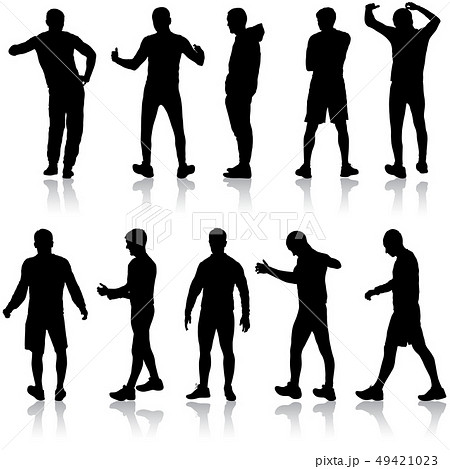 Silhouette Group of People Standing on White 49421023