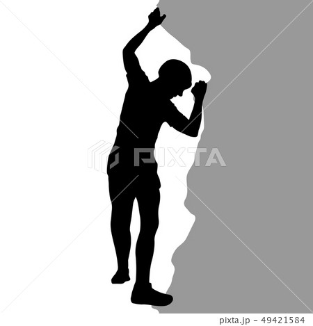 Black silhouette rock climber on white background. Black silhouette rock climber on white background. 49421584