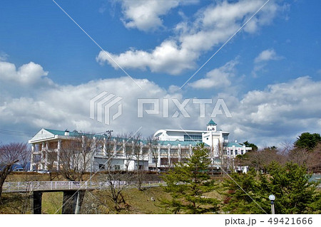 花巻街並み　花巻東高校　校舎　空バック 49421666