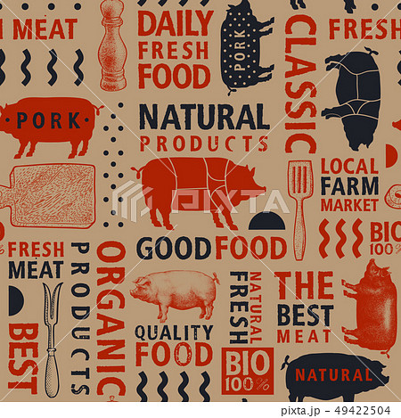 Typographic craft vector butchery seamless 49422504