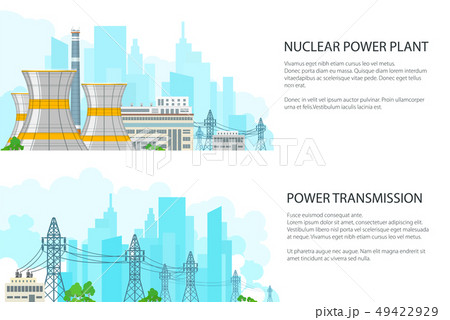 Set of White Banners with Electric Transmission 49422929