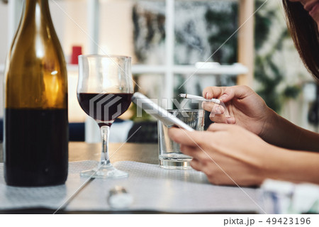 Close up. A table of alcohol addicted person. Close up. A table of alcohol addicted person. 49423196