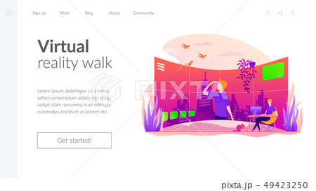 Virtual tour vector landing page template. Virtual tour vector landing page template. 49423250