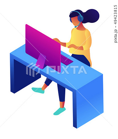 Customer service female representative isometric 3D illustration. 49423815