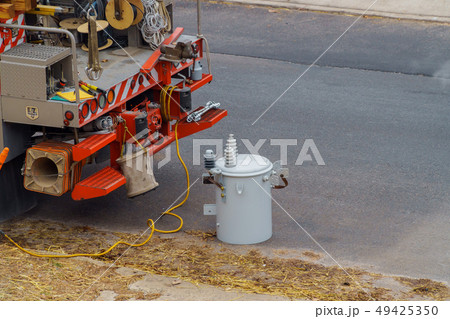 Power transformers are installed the after storm Power transformers are installed the after storm 49425350