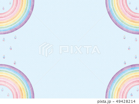 背景素材 虹と雨粒のフレームのイラスト素材