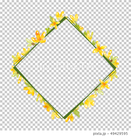 Forsythia flower frame.- Wedding, poster, cover 49429595