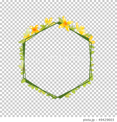 Forsythia flower frame.- Wedding, poster, cover 49429603