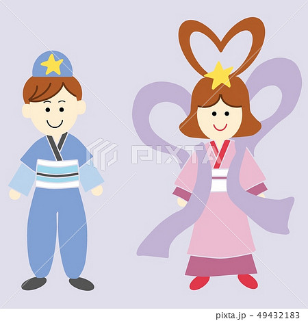 織り姫とひこ星（背景色あり　縁取り線なし） 49432183