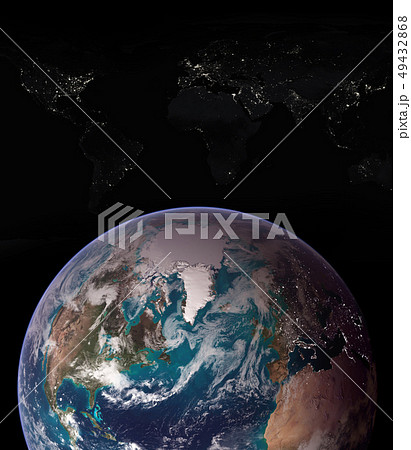 Planet earth with star projection of world map 49432868