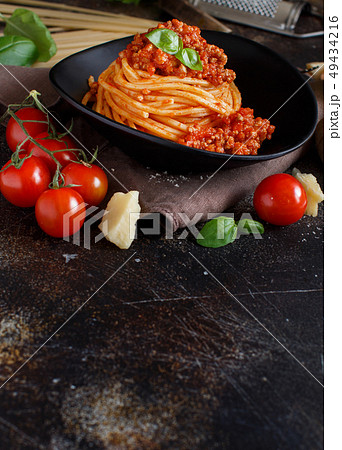Spaghetti pasta with bolognese sauce 49434216