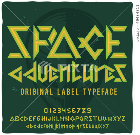 Vintage label typeface named "Space adventures" 49434811