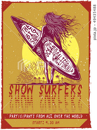 illustraion of a girl with surfboard. illustraion of a girl with surfboard. 49435488