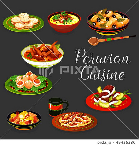 Peruvian cuisine dishes with meat and seafood 49436230