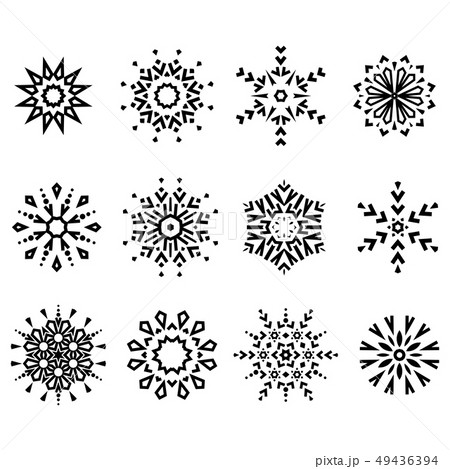 Snowflakes black icon collection. Graphic modern 49436394