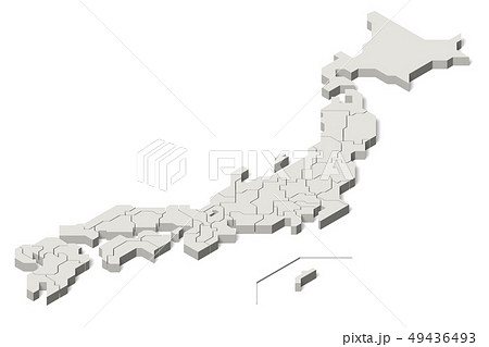 日本地図 白地図 アイソメトリック Set 1 のイラスト素材