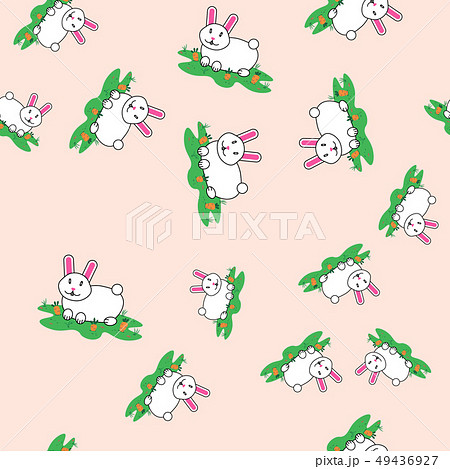 Vector seamless pattern with Rabbit and carrot. 49436927