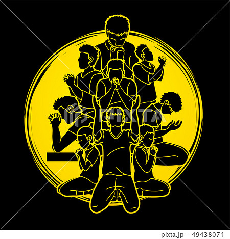 Group of Prayer, Christian praying together vector 49438074