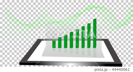 Graph mark up Green financial icons increase Stock 49440061