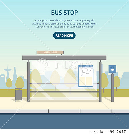Cartoon Bus Stop Card Poster Ad Vectorのイラスト素材