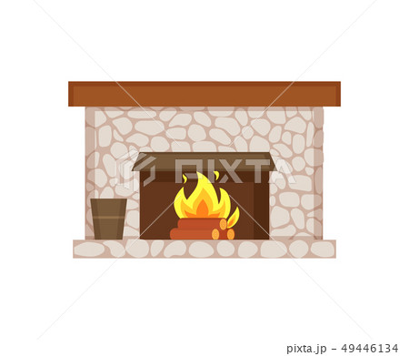 Fireplace of Home Interior Item Isolated Icon 49446134