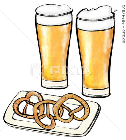 ビールとプレッツェル ペア ビールとプレッツェル ペア 49447801