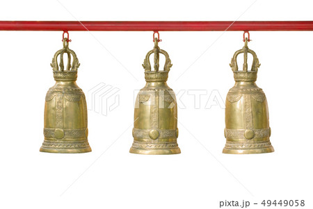 three piece bronze bell isolated on white three piece bronze bell isolated on white 49449058