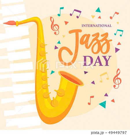 Jazz Day poster of saxophone music instrument 49449797