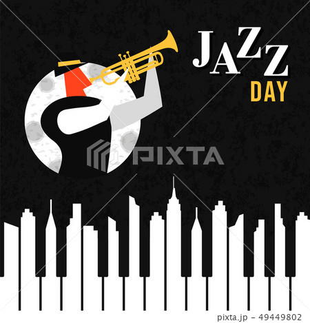 Jazz Day poster of piano key city at night 49449802