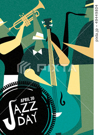 International Jazz Day Retro Poster Of Live Musicのイラスト素材