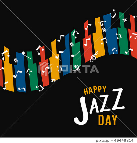 Happy Jazz Day illustration of colorful piano keys 49449814