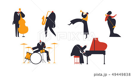 Jazz band people set on white background Jazz band people set on white background 49449838