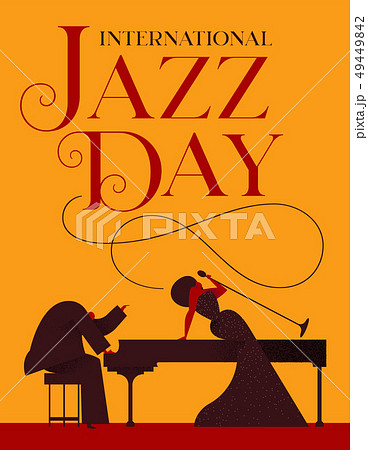 Jazz Day Poster Of Singer And Piano Playerのイラスト素材