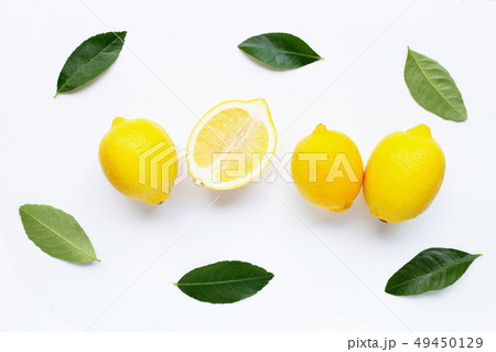 Fresh lemon with lemon on  white 49450129