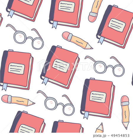 Cute seamless pattern with doodle school supplies 49454853