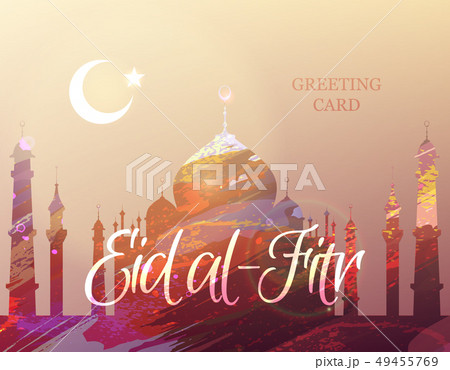 Eid al fitr. Greeting card. Watercolor mosque Eid al fitr. Greeting card. Watercolor mosque 49455769