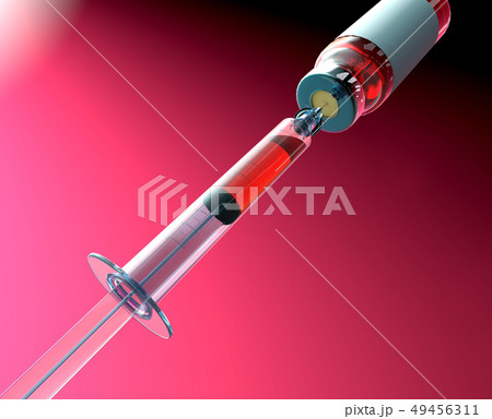 A syringe takes a medicine from a vial or ampule A syringe takes a medicine from a vial or ampule 49456311