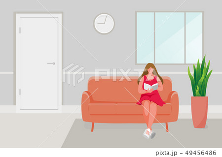 Girl sitting on the sofa 49456486