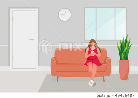 Girl sitting on the sofa 49456487