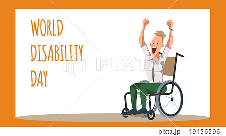 Disabled Male Office Worker Rejoice in Wheelchair 49456596